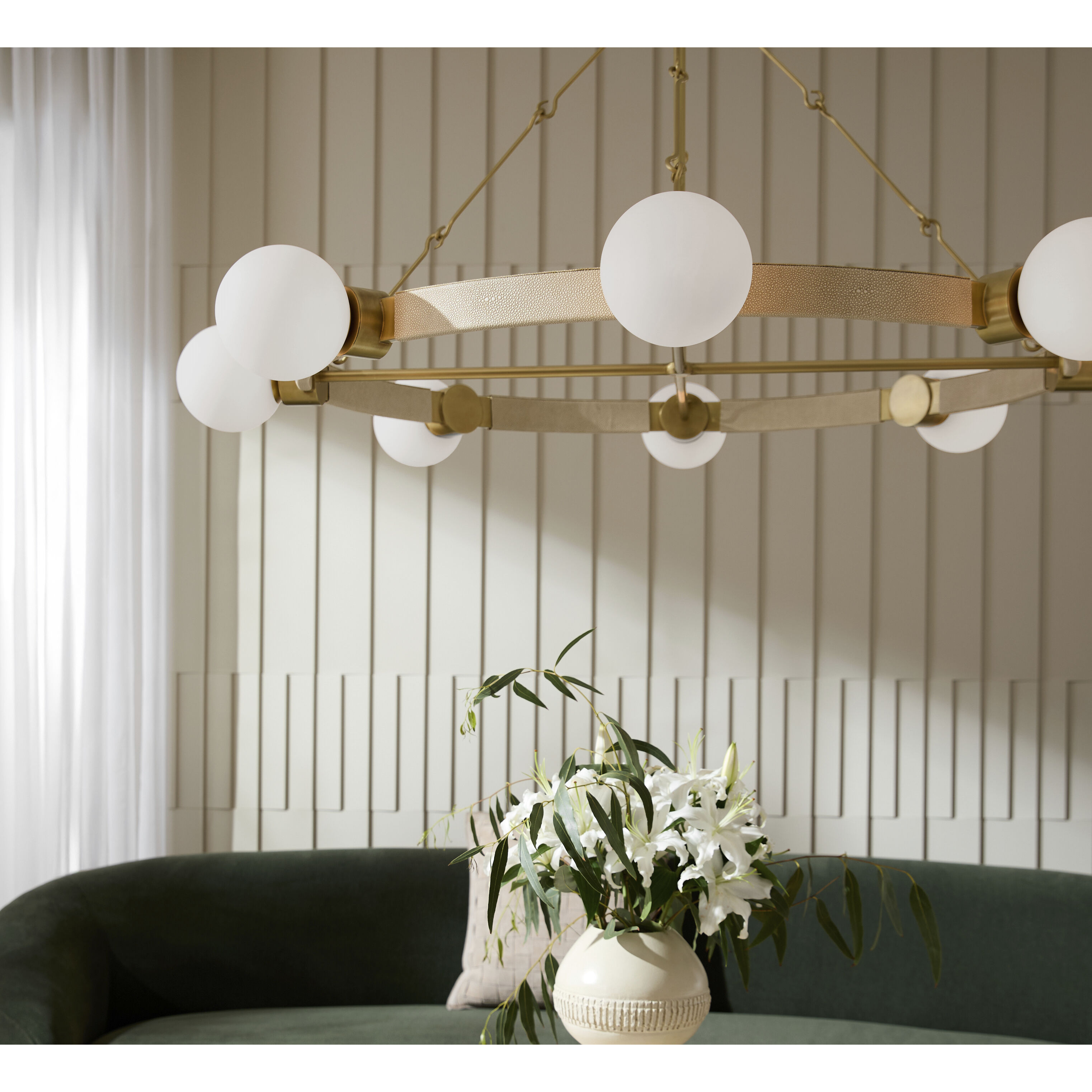 Liberty 8 Light 55.5 inch Ivory with Antique Brass Chandelier Ceiling Light